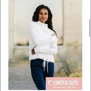 White pocket drawstring mock